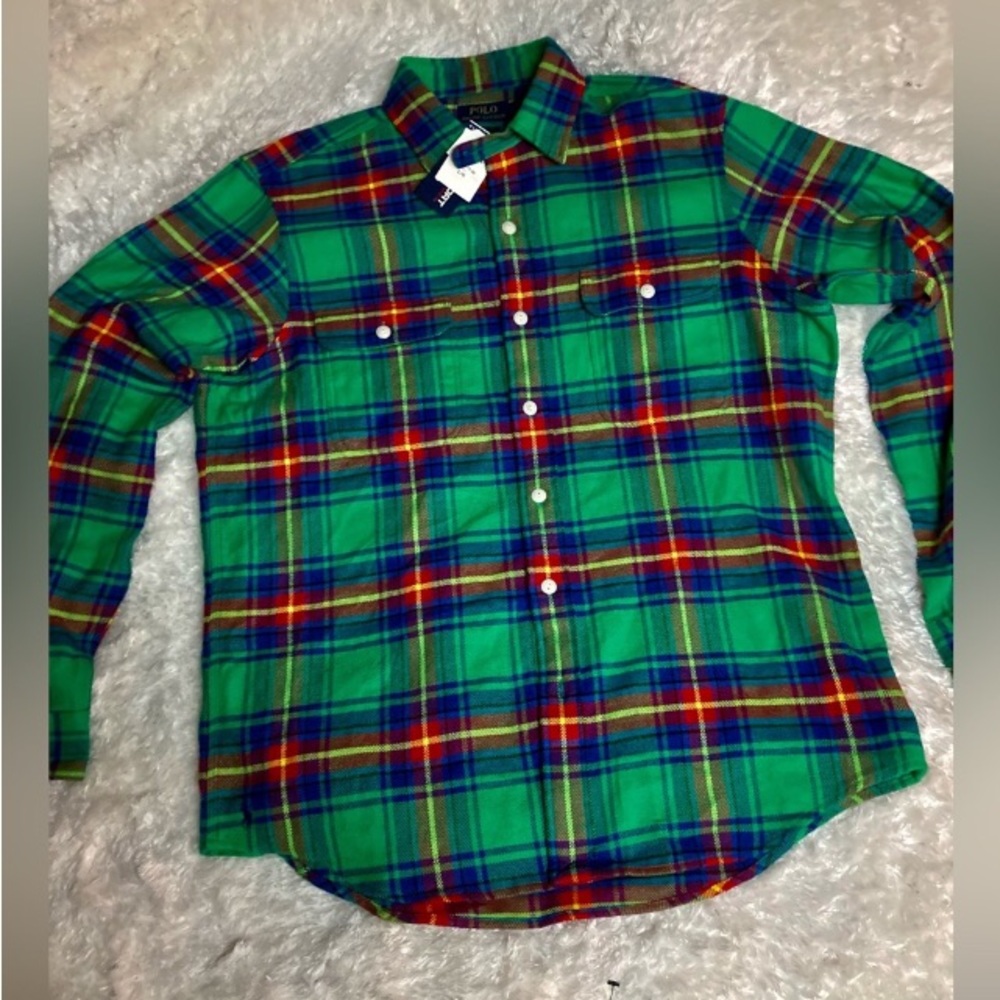 Ralph Lauren Polo Sport Plaid Spun Flannel Long Sleeves Men’s Classic Shirt LRG